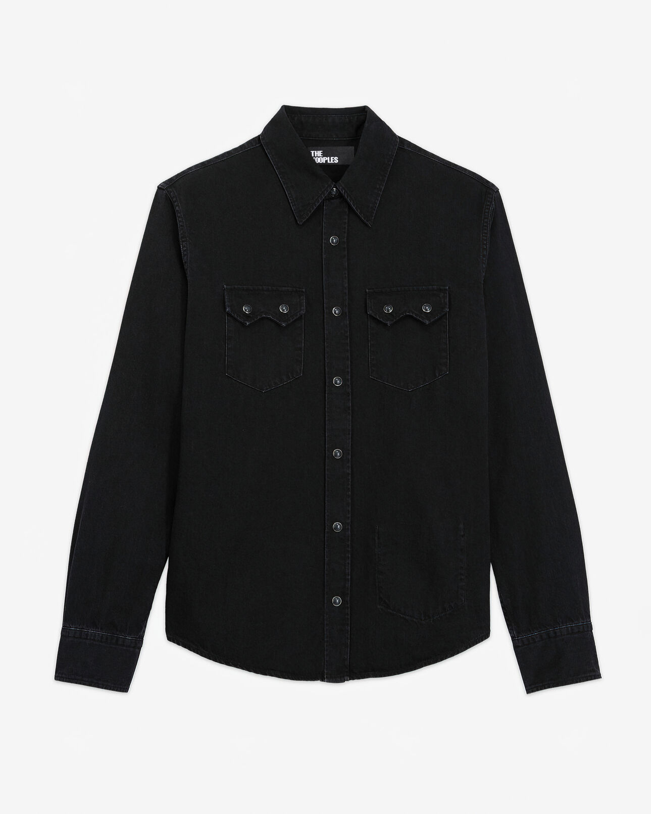 The Kooples F BLACK WASHED black denim shirt