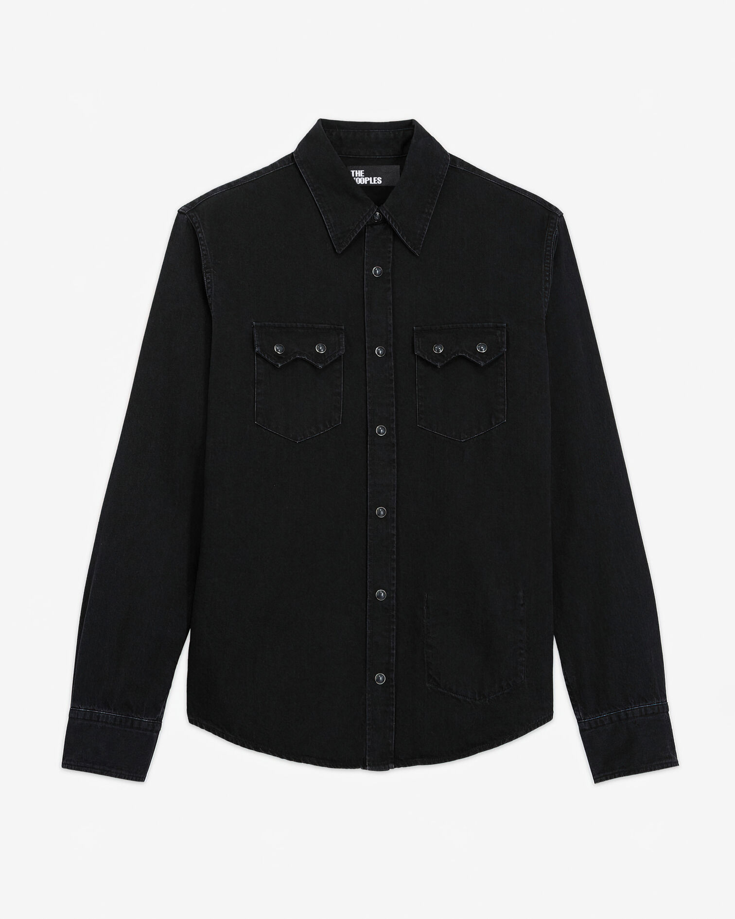 Black denim shirt, BLACK WASHED, hi-res image number null