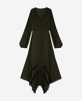 The Kooples FEMME KAKI robe longue pliss&eacute;e kaki