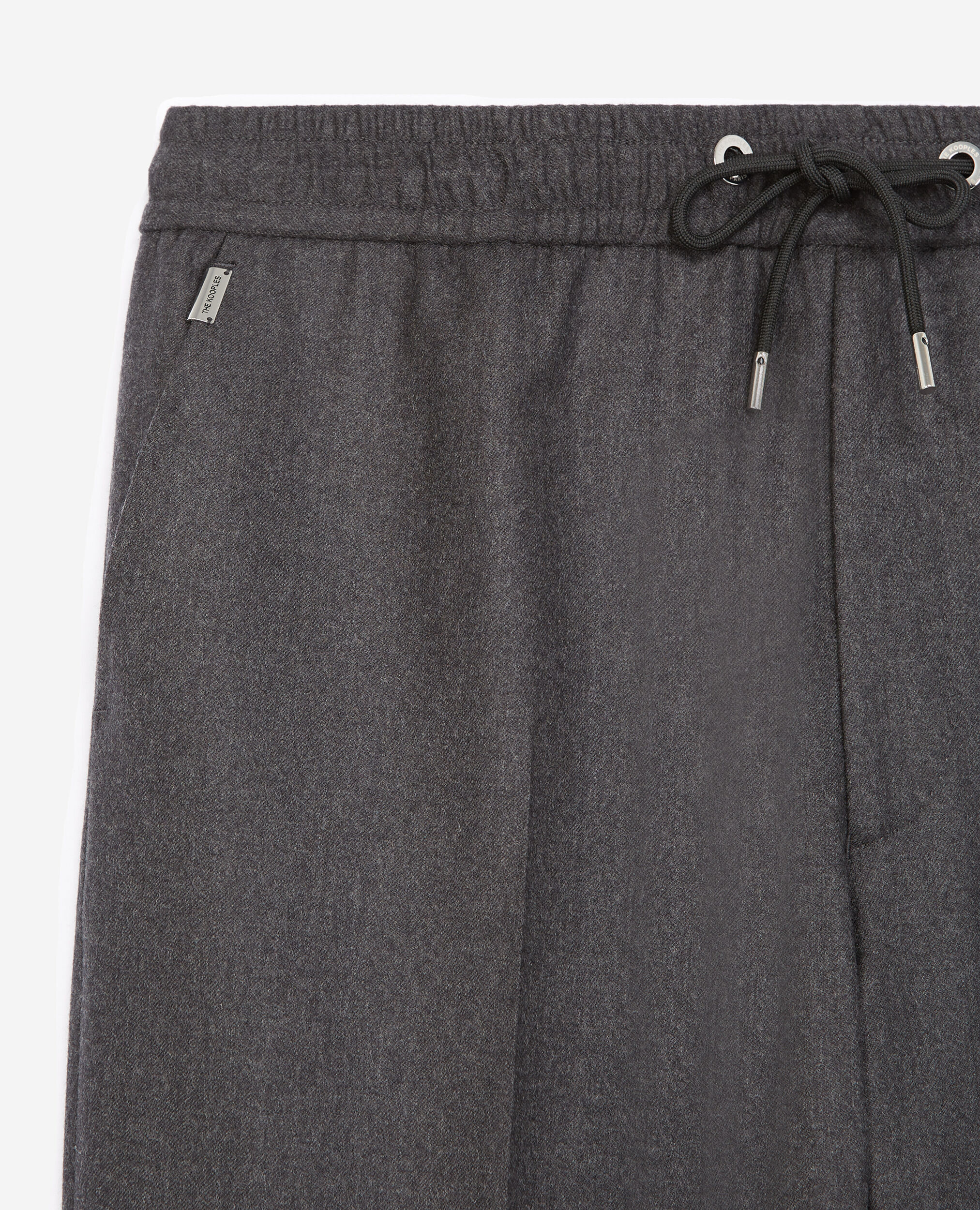 Pantalon laine gris à élastique, DARK GREY, hi-res image number null