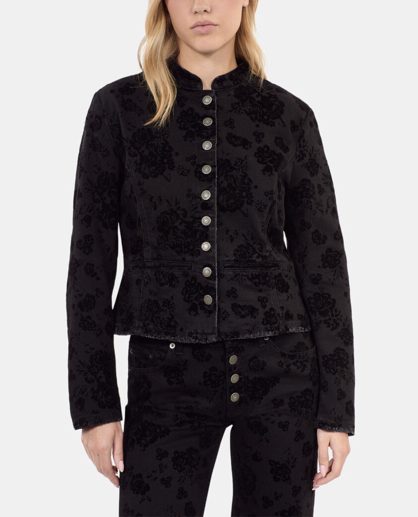 The Kooples WOMEN BLACK black denim jacket