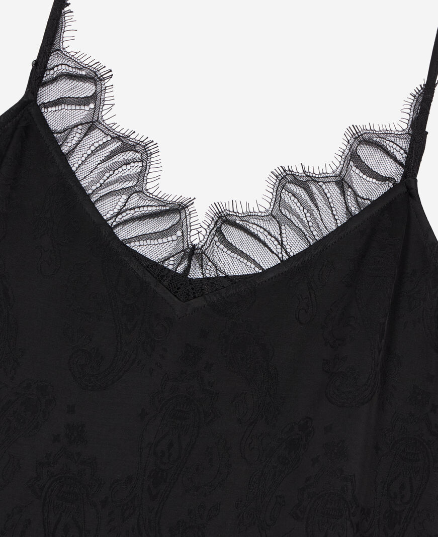 The Kooples FEMME BLACK robe nuisette longue jacquard noire