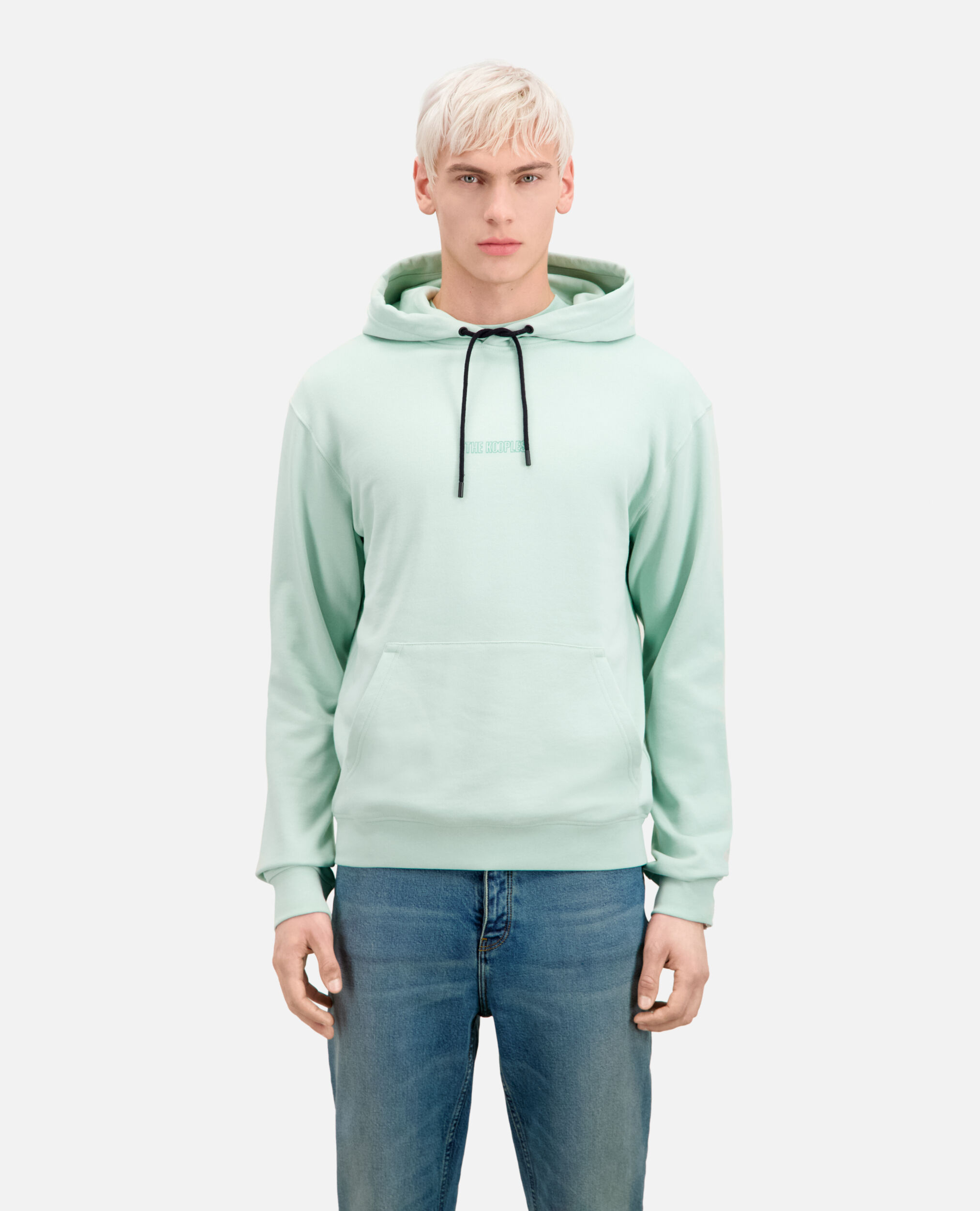 Sweatshirt à capuche vert avec logo, OCEAN, hi-res image number null