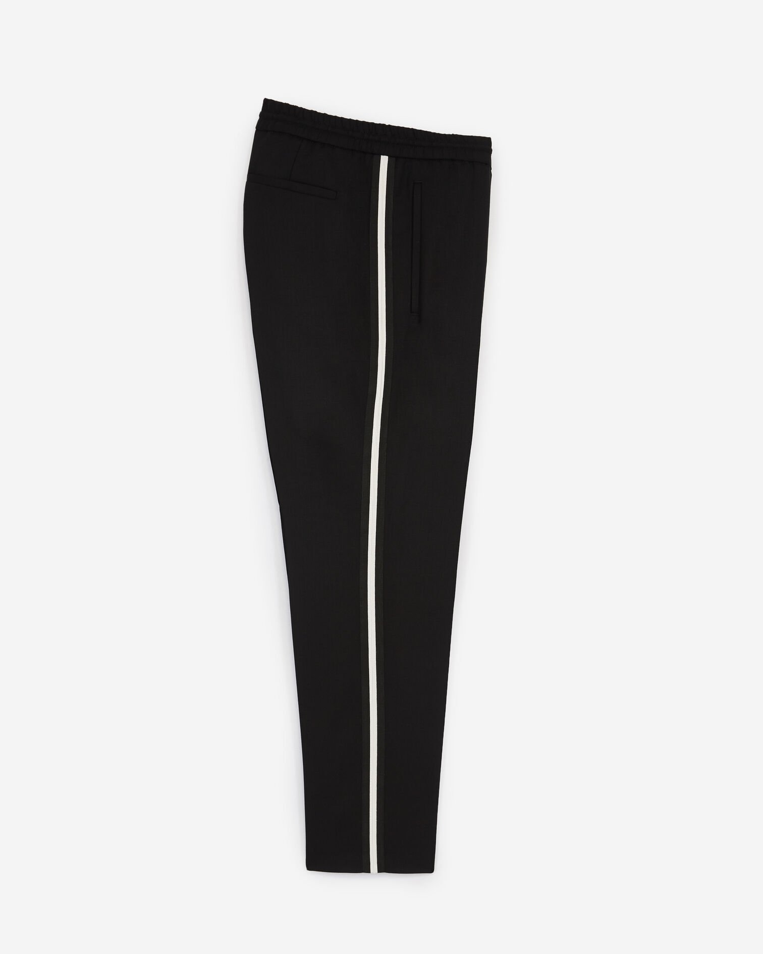 Pantalon laine noire et bande blanche, BLACK, hi-res image number null