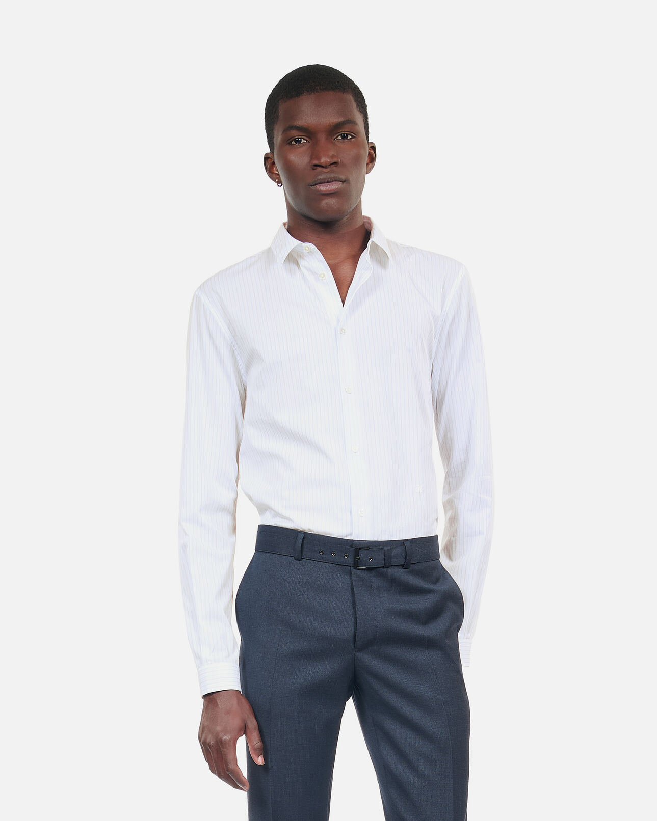 The Kooples MEN WHITE / BLUE white striped formal shirt