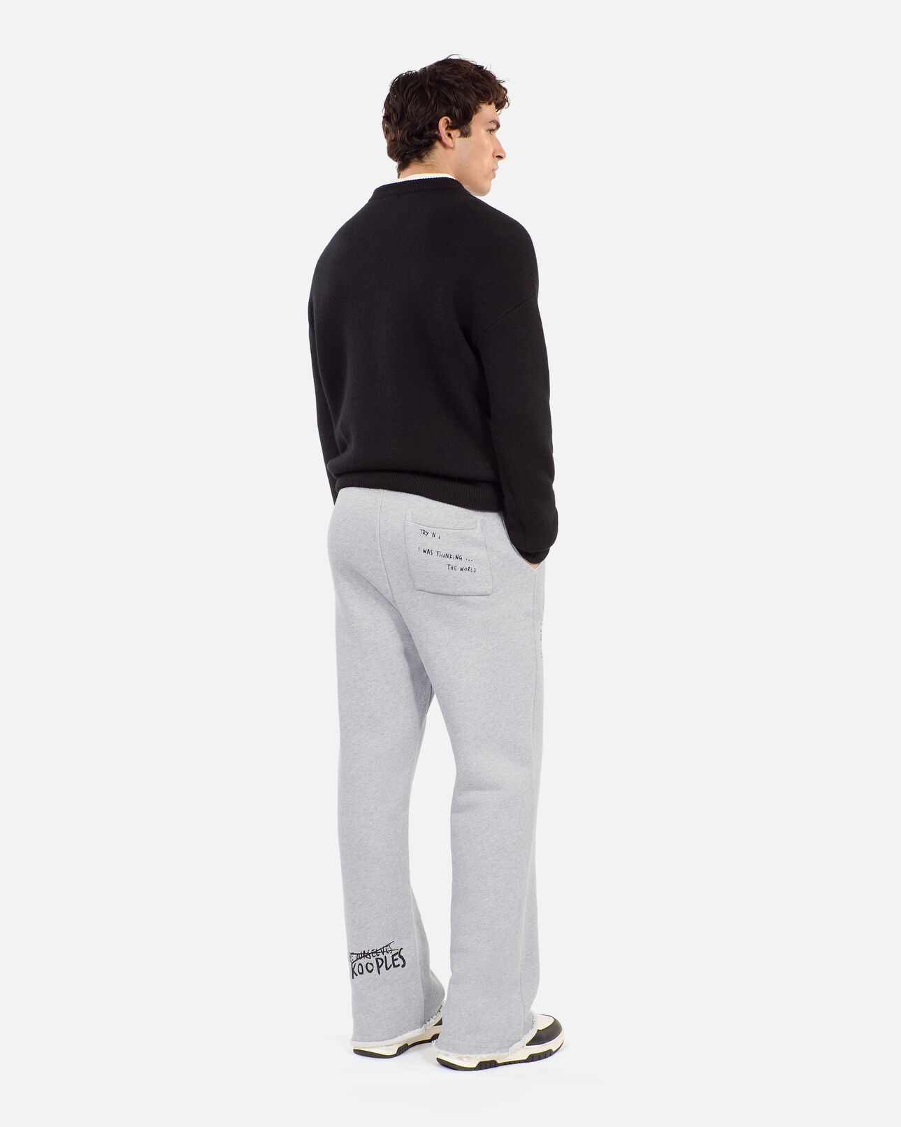 The Kooples HOMME STONE GREY bas de jogging avec sérigraphie gris