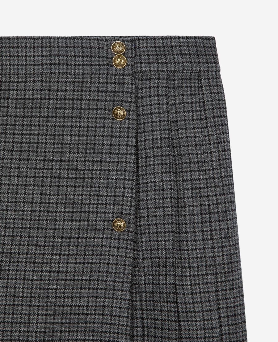 The Kooples WOMEN LIGHT GREY MEL/WHITE black and grey wrap skirt