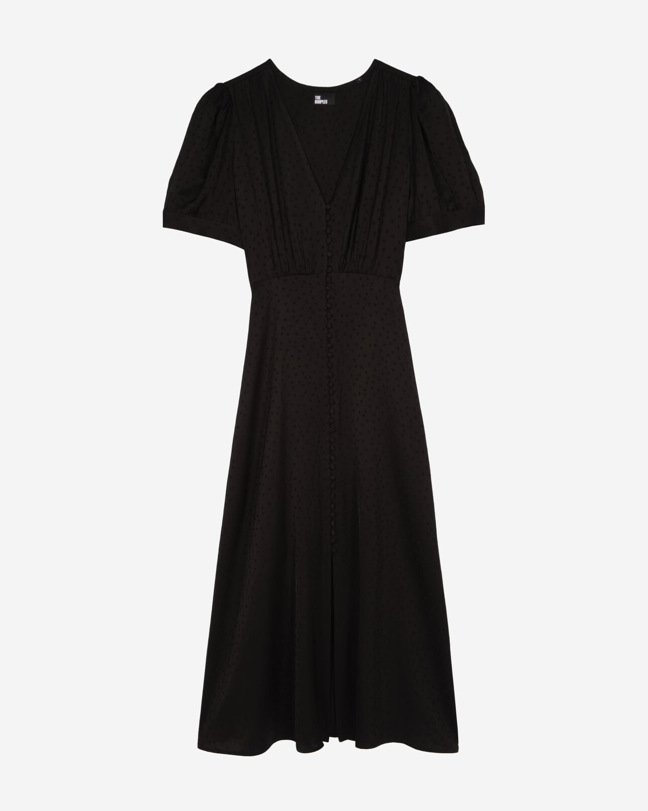 The Kooples WOMEN BLACK black long dress with button fastening