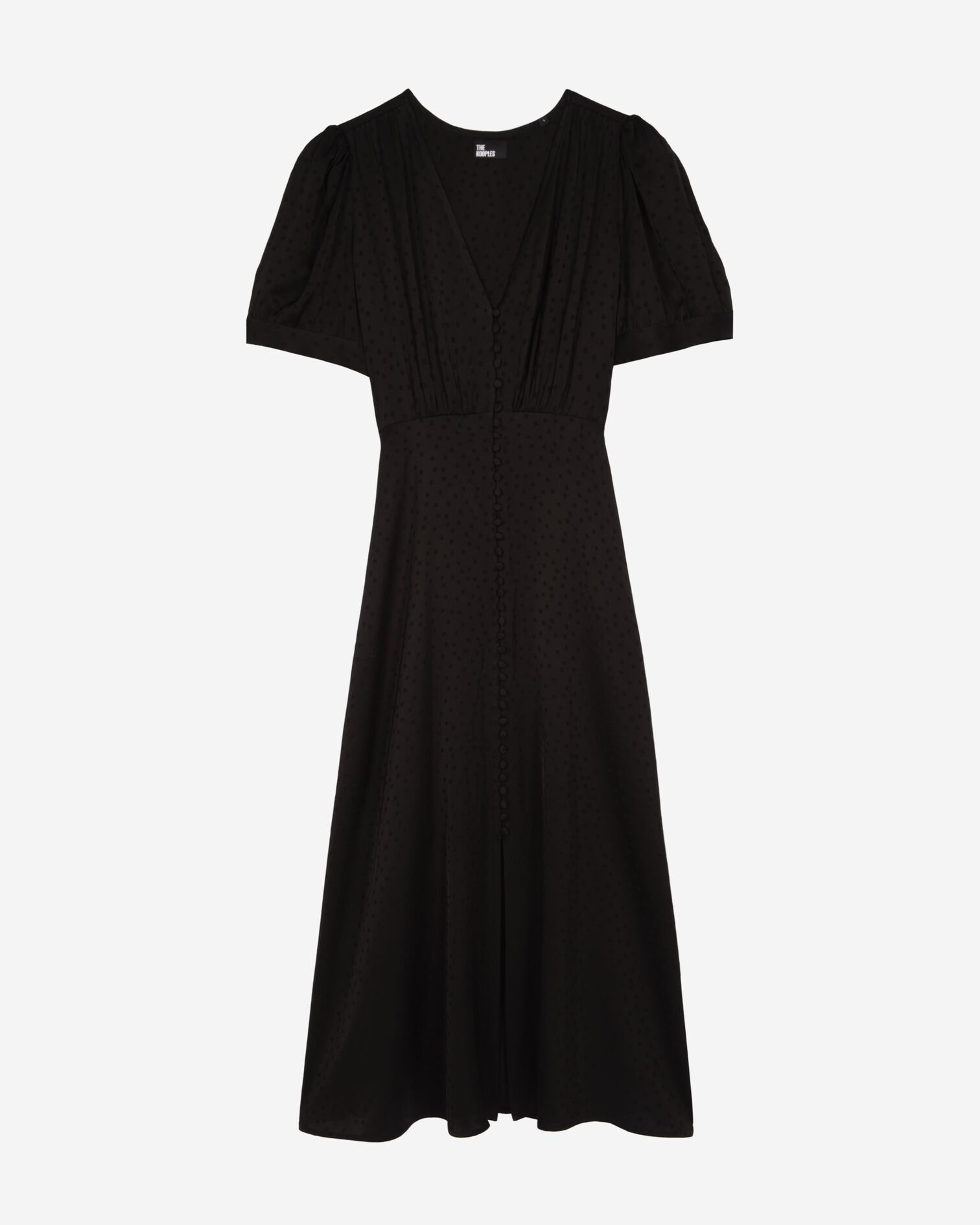 Black long dress with button fastening, BLACK, hi-res image number null