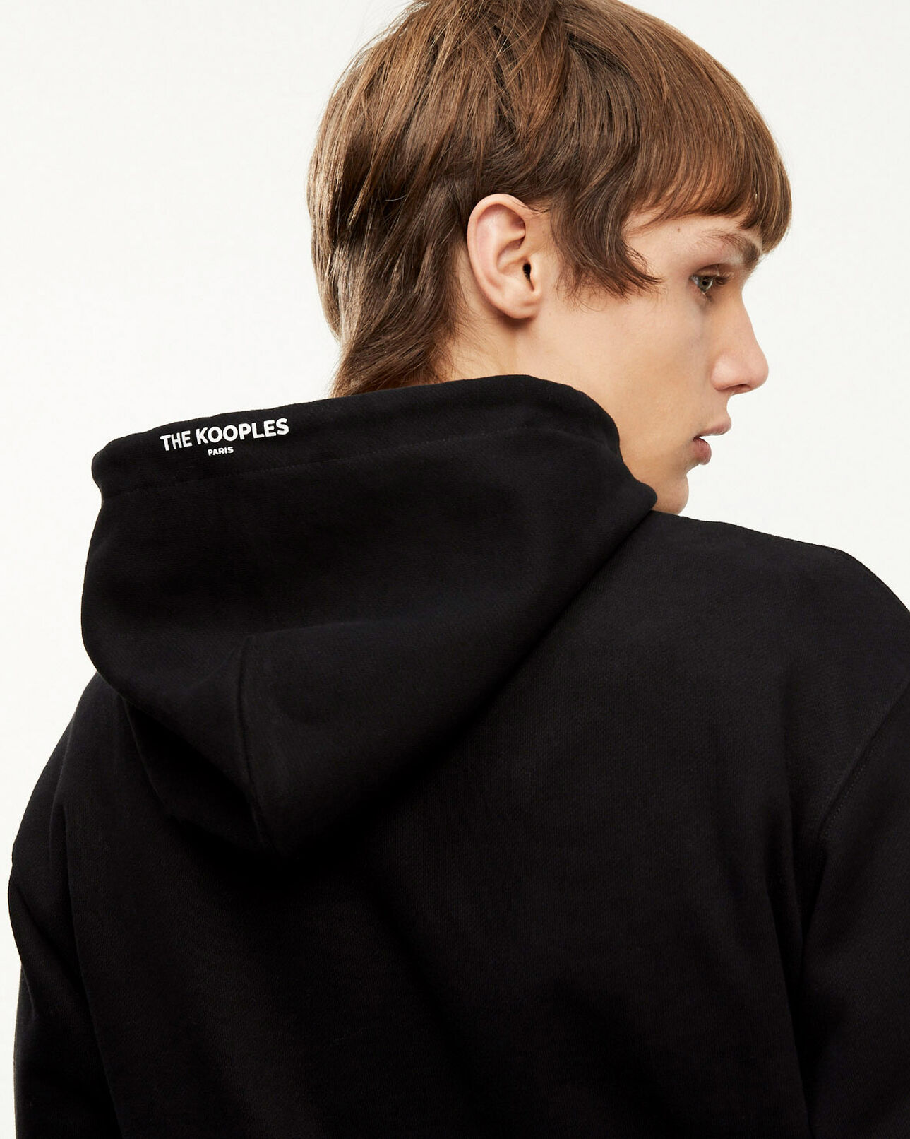 The Kooples MEN BLACK black hoodie with floral embroidery