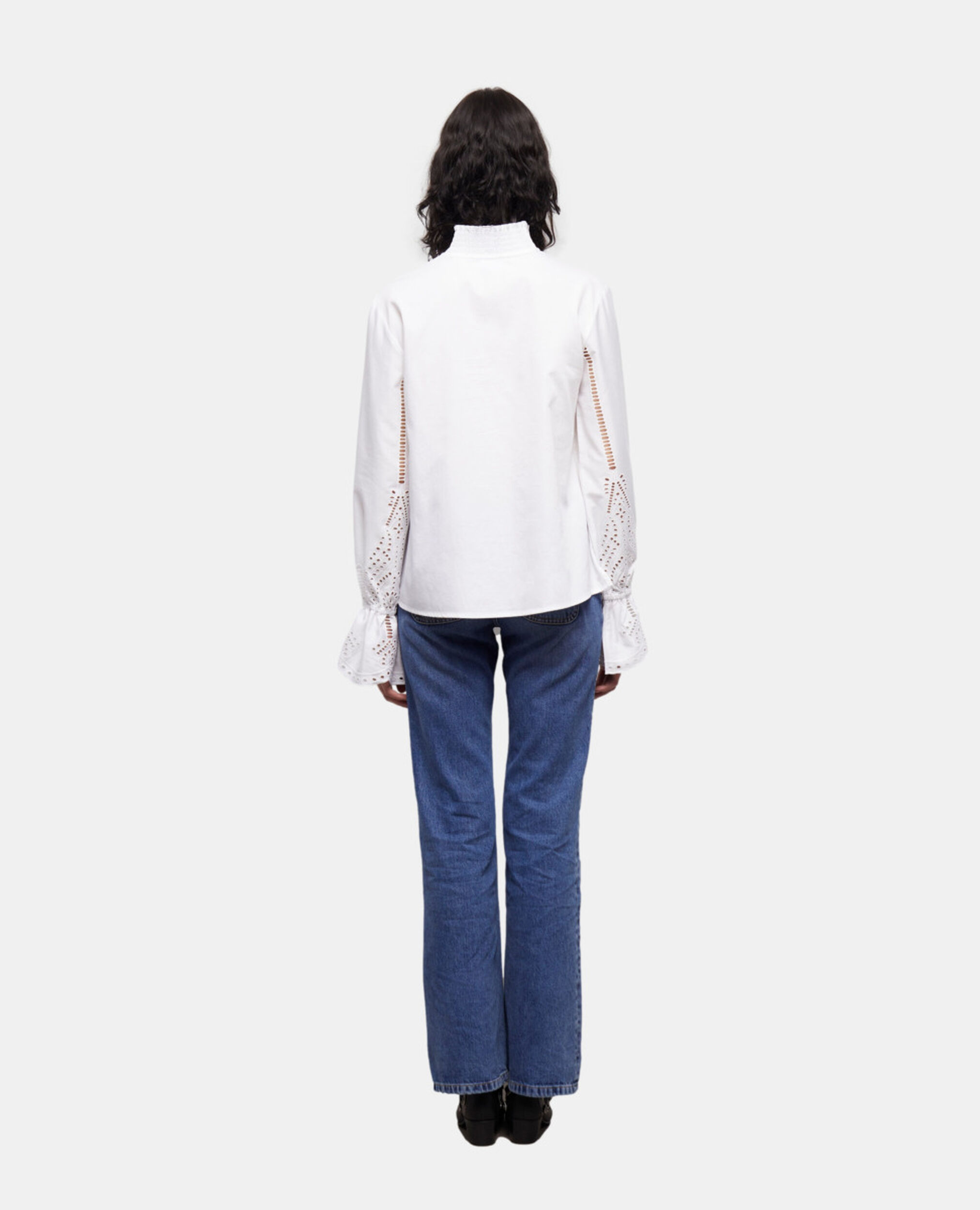 Weiße Bluse mit englischer Stickerei, WHITE, hi-res image number null