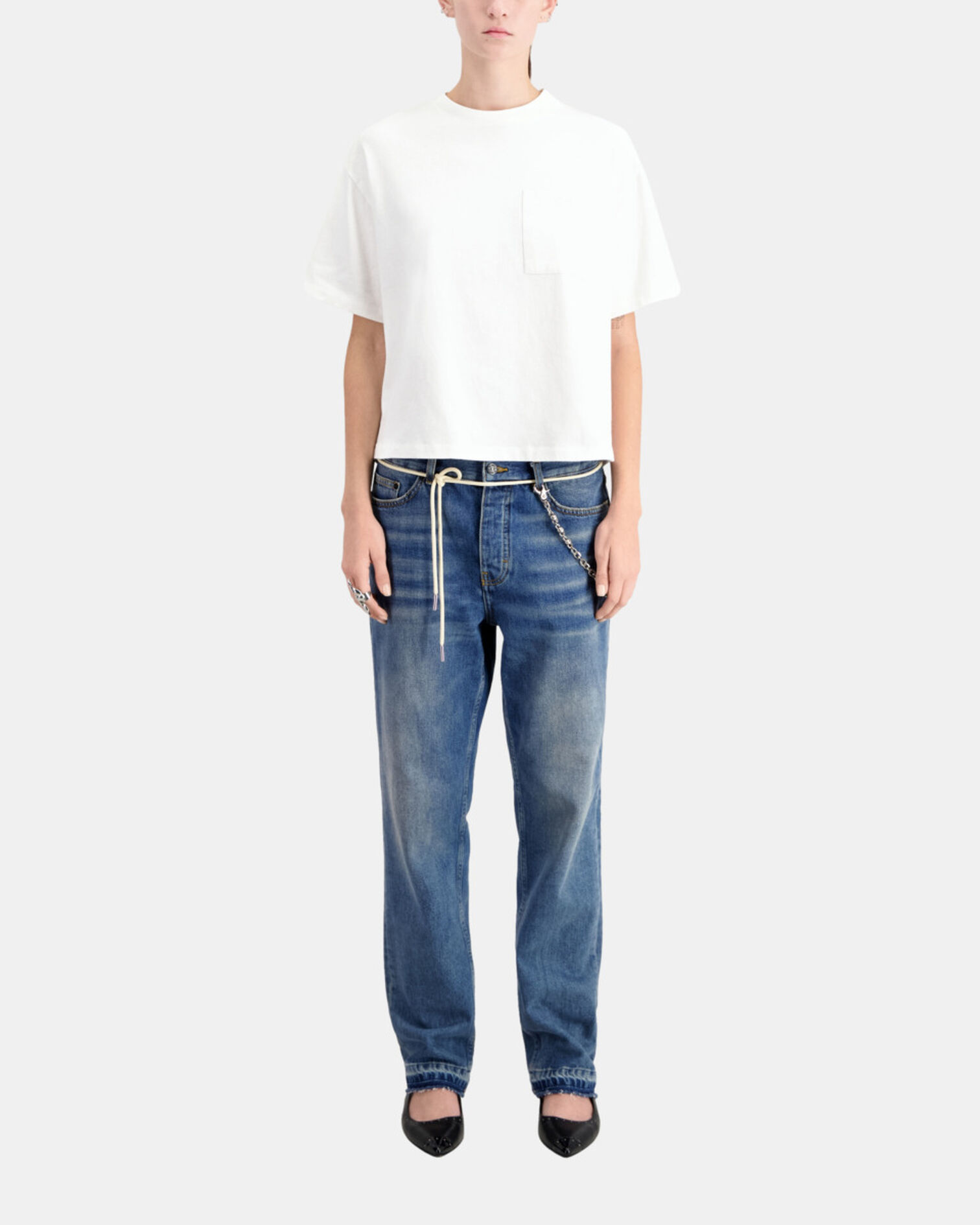 White t-shirt with logo, WHITE, hi-res image number null