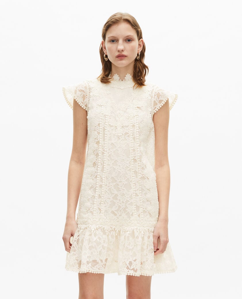 The Kooples FEMME ECRU robe courte en dentelle écrue