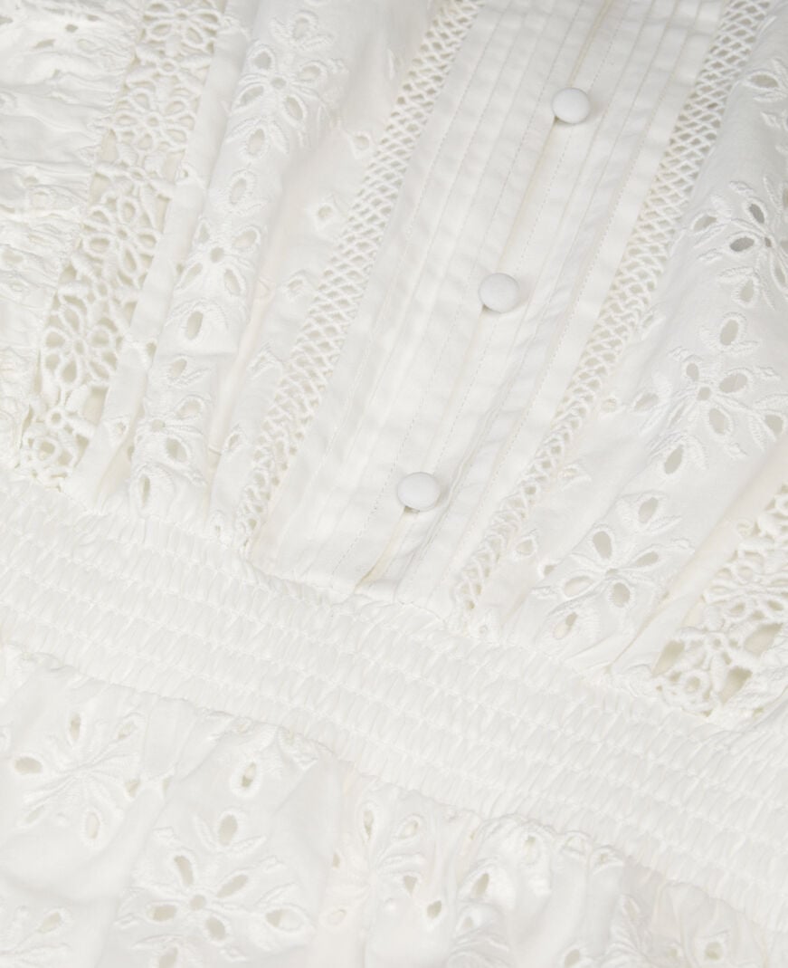 The Kooples MUJER WHITE vestido corto blanco bordado inglés