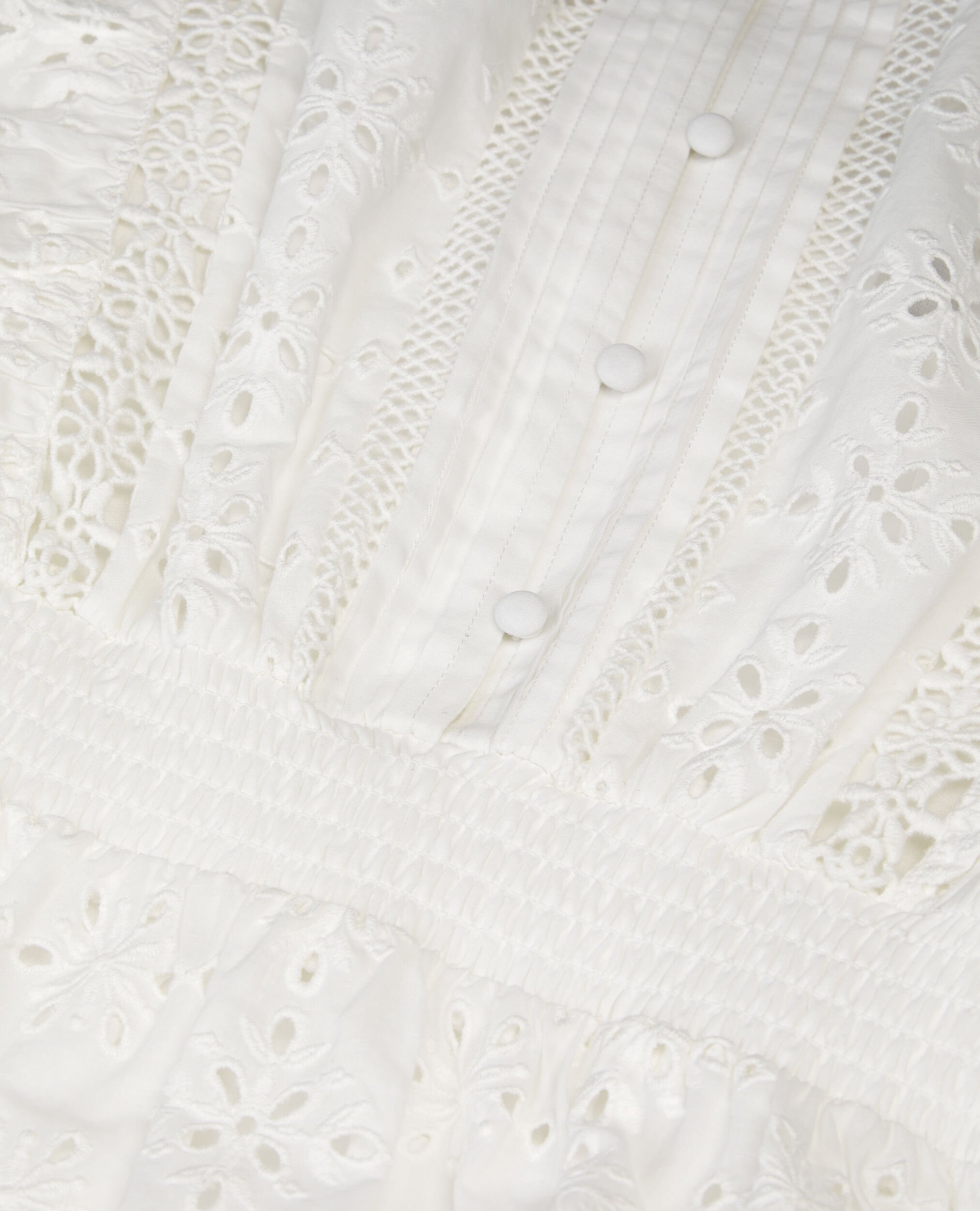 Short white dress in English embroidery, WHITE, hi-res image number null