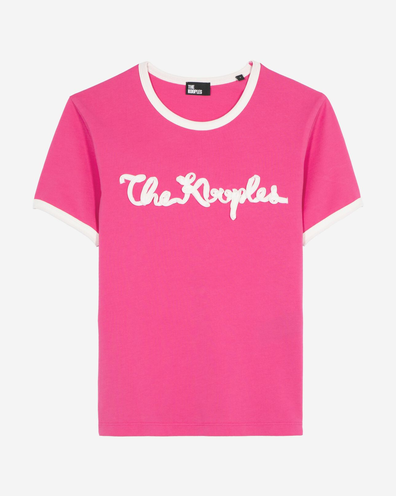 The Kooples F FUSHIA fuchsia ribbon embroidery t-shirt