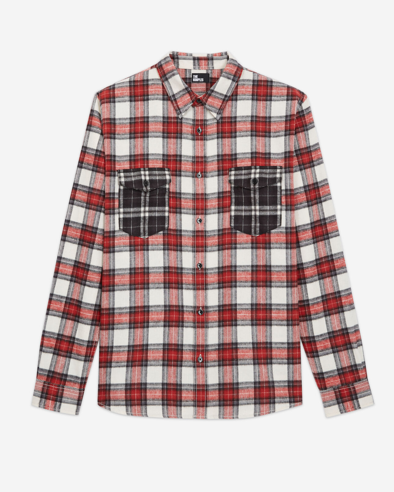 The Kooples MEN RED overshirt with classic collar and check motif