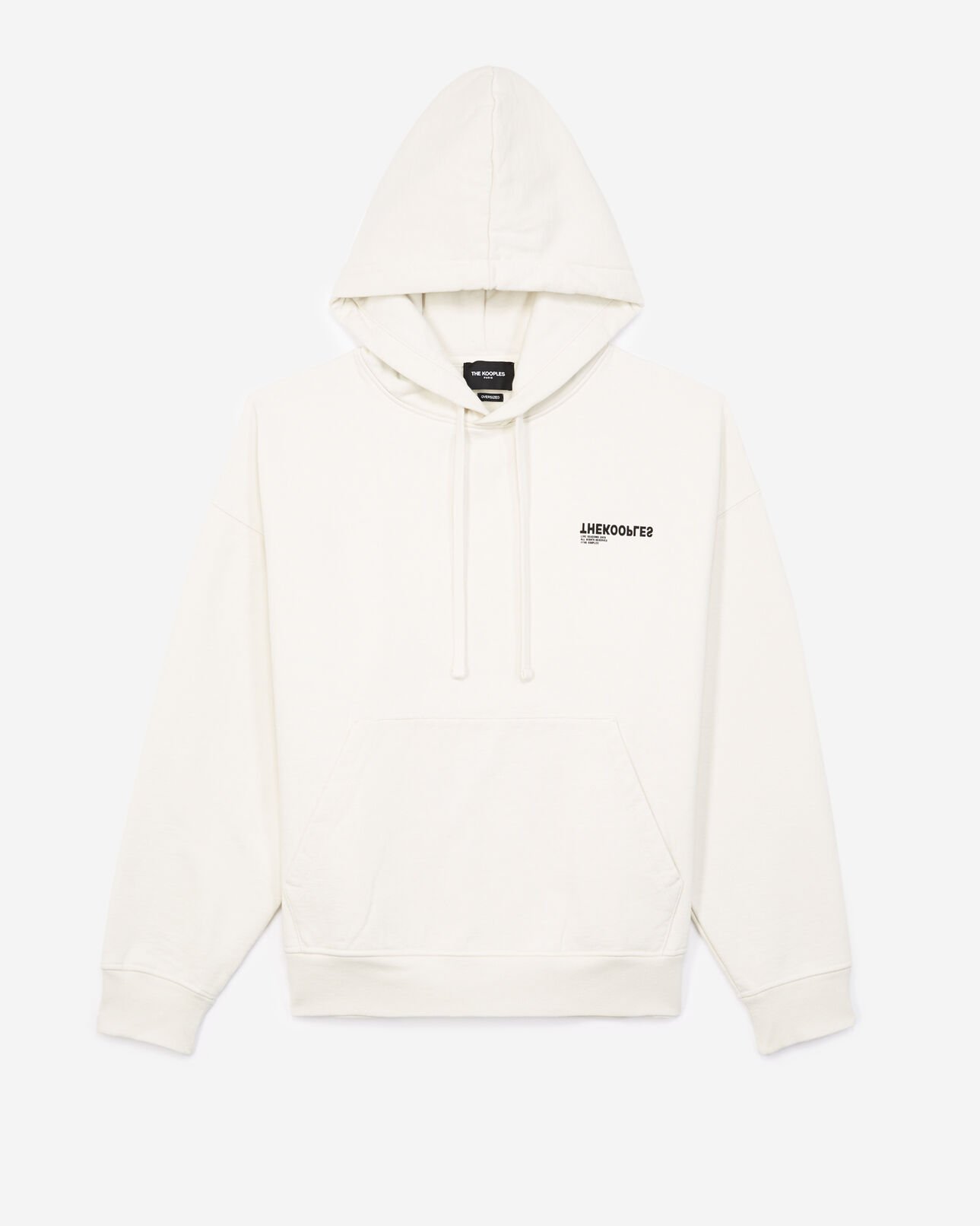 The Kooples HOMME OFF WHITE sweat à capuche écru brodé the kooples