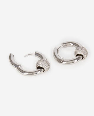 The Kooples FEMME SILVER boucles d'oreilles cr&eacute;ole argent&eacute;e et strass