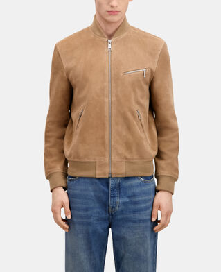 The Kooples HOMME BEIGE blouson avec zip en cuir suède beige