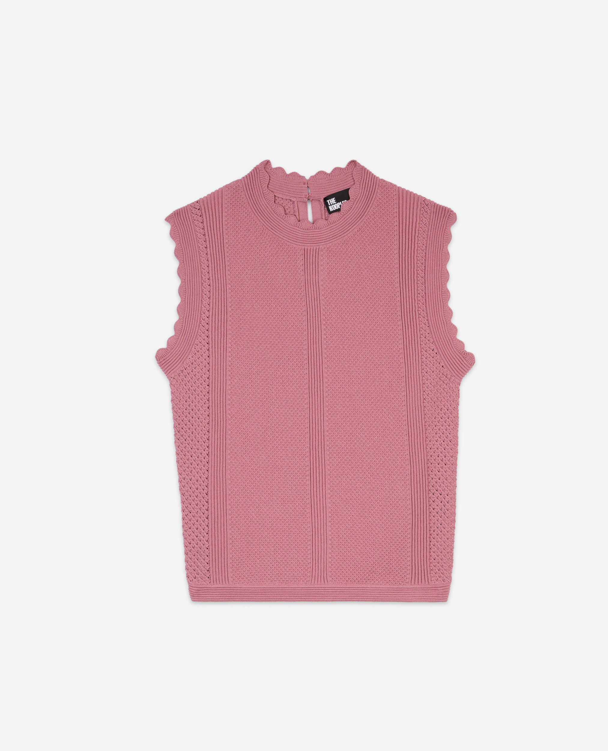 Lilac openwork knit top, PINK WOOD, hi-res image number null