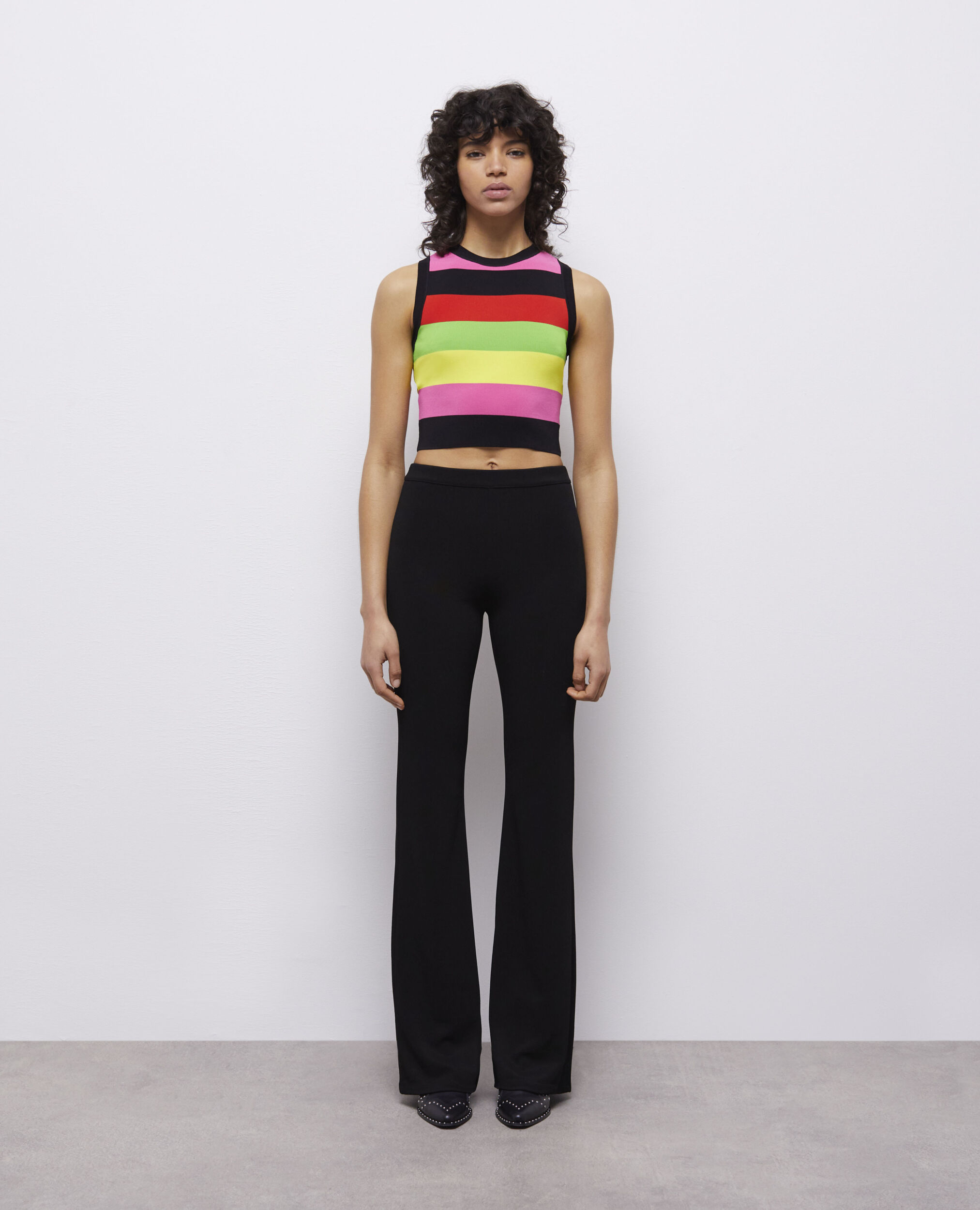 Flared black pants, BLACK, hi-res image number null