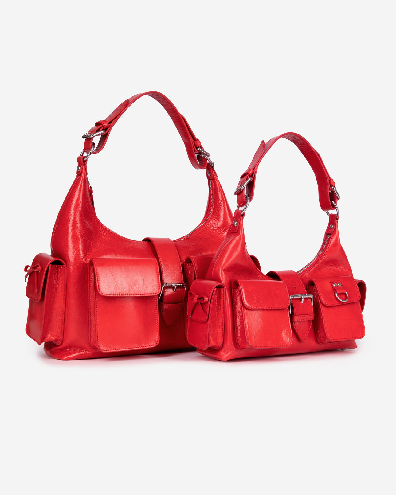The Kooples FEMME RED sac amelia en cuir craquelé rouge