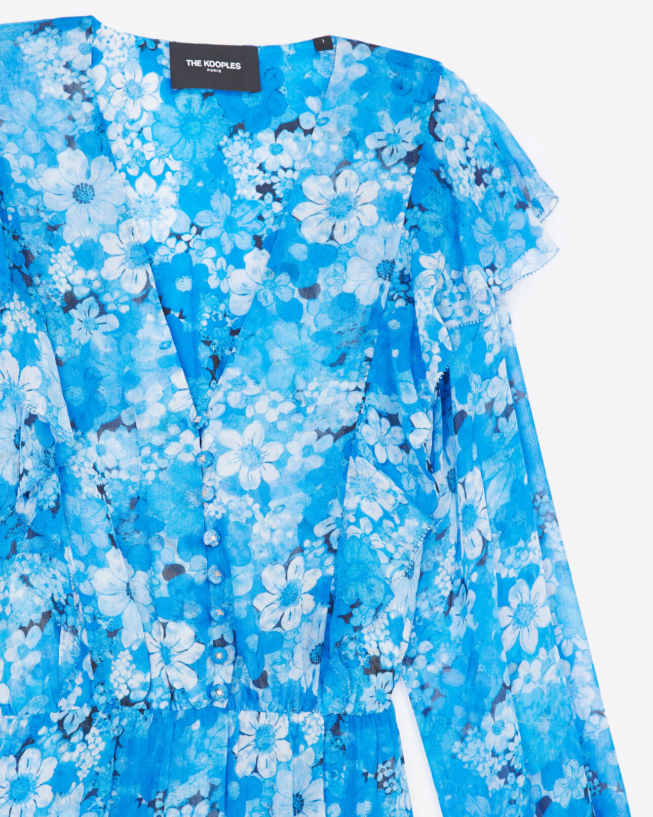 The Kooples DAMEN BLUE kleid lang blau blumenprint