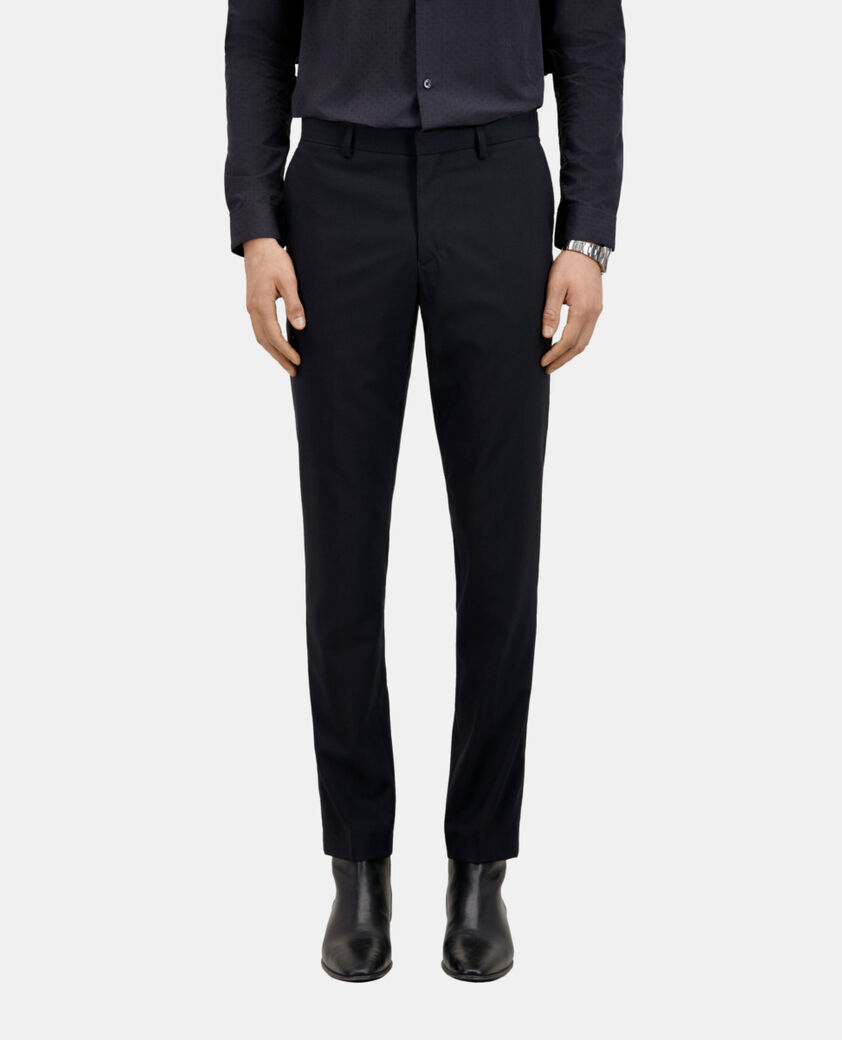 The Kooples MEN DARK NAVY prince of wales navy blue wool suit trousers