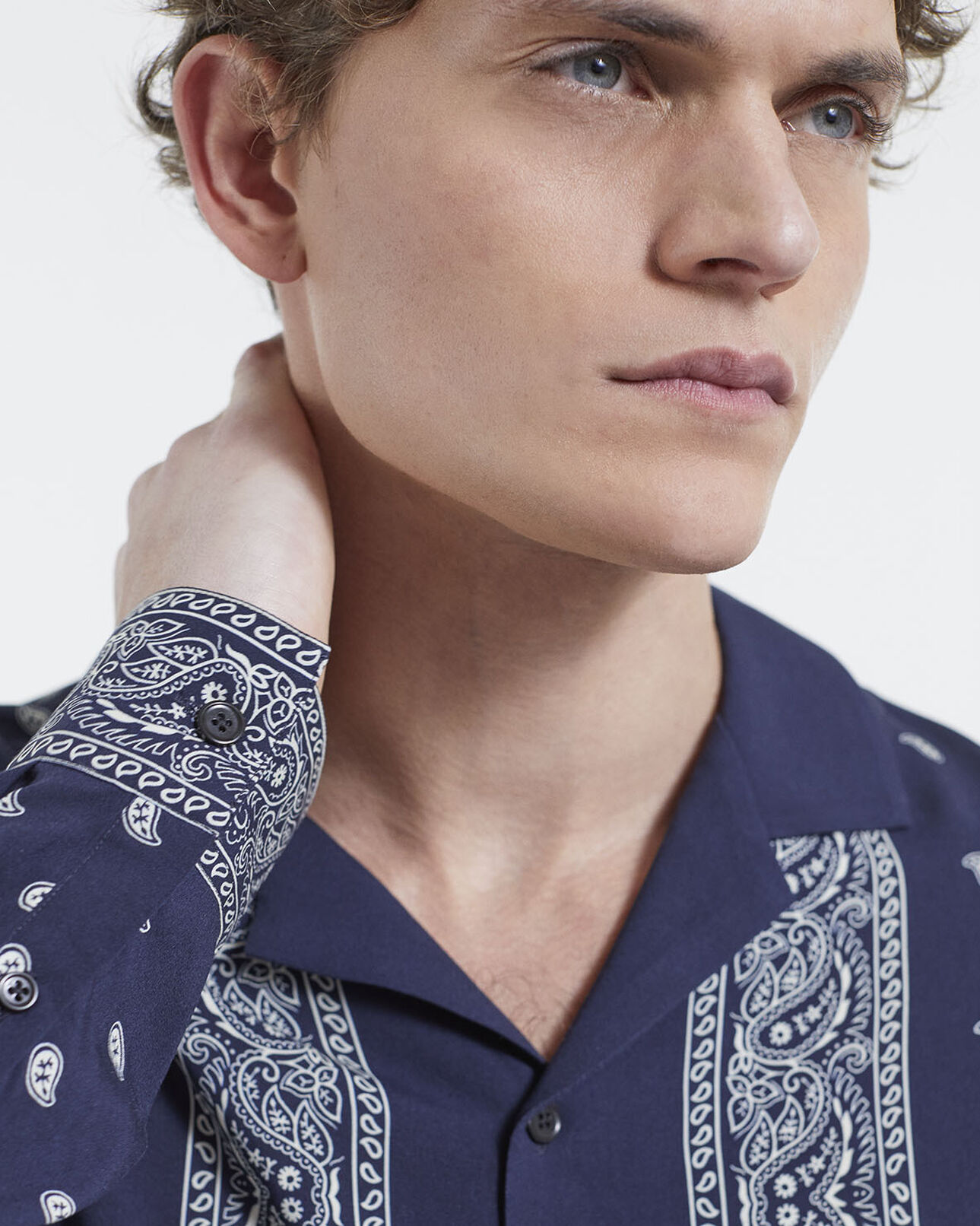 The Kooples H NAVY ECRU shirt with shark collar