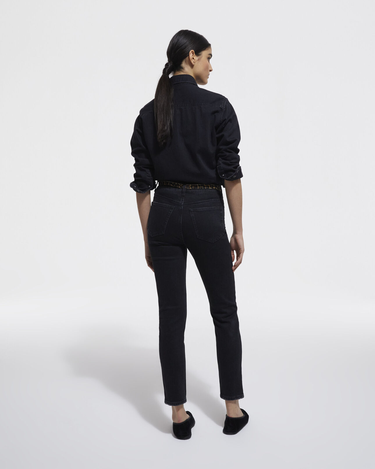 The Kooples F BLACK WASHED black denim shirt