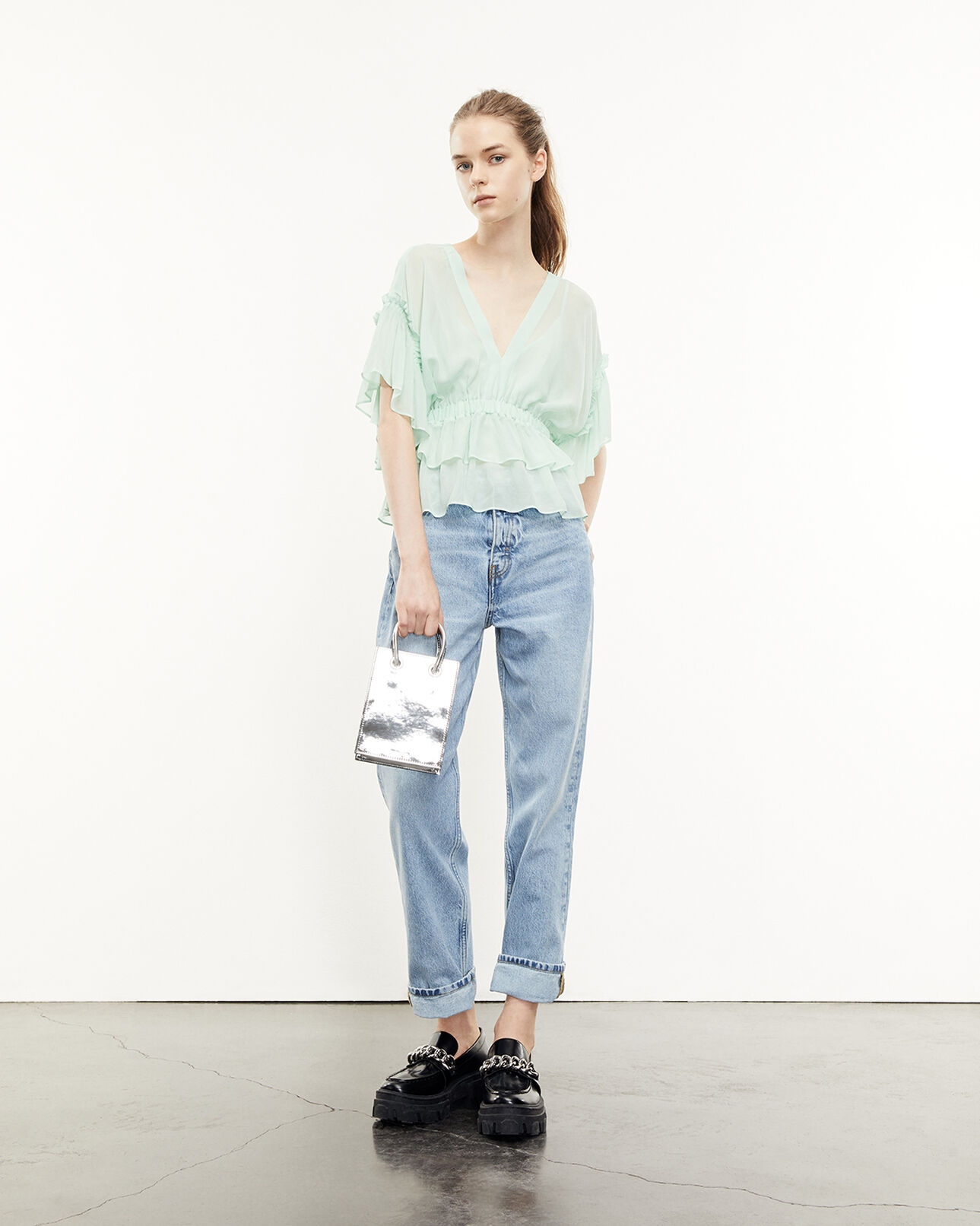 The Kooples DAMEN MINT oberteil fließend mintgrün volants