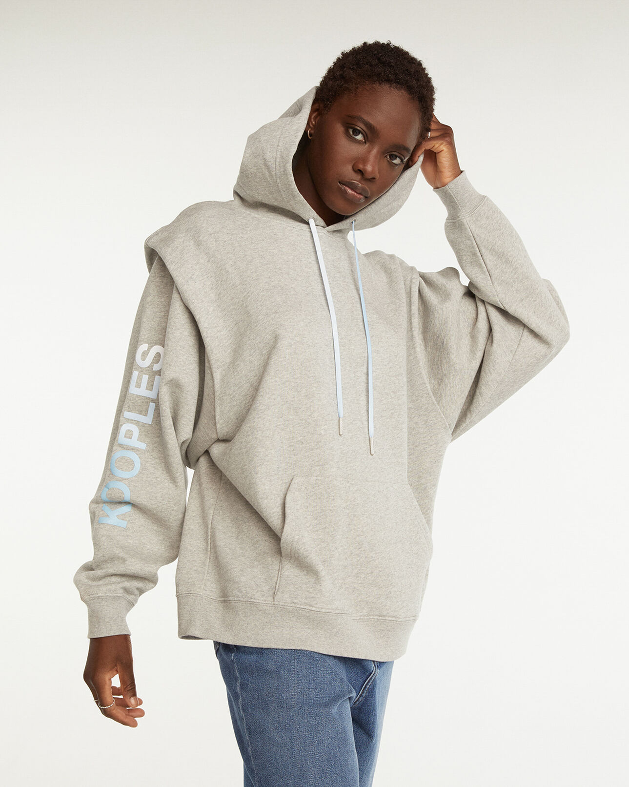 The Kooples FEMME LIGHT GREY MELANGE sweat gris oversize logo tie and dye