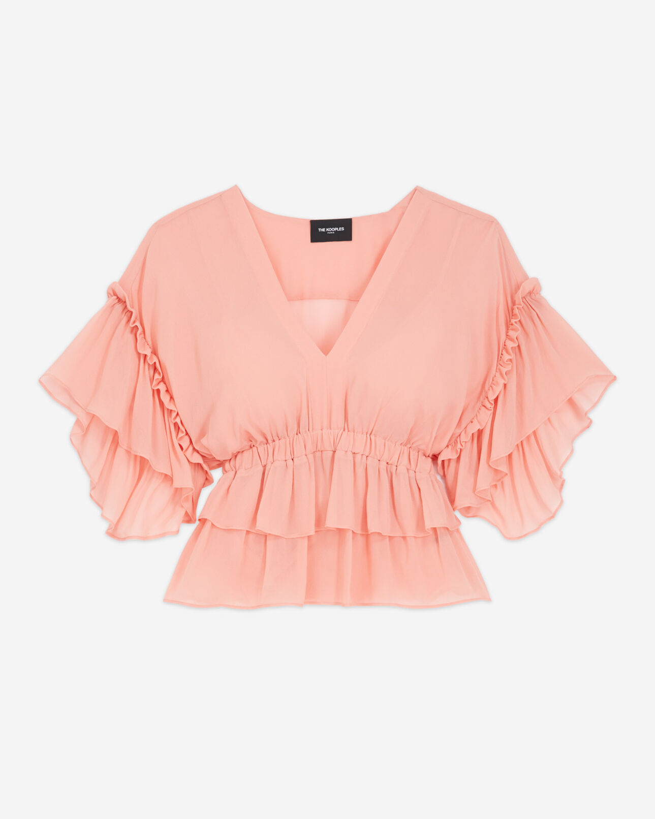The Kooples WOMEN PINK ruffled short sleeved top
