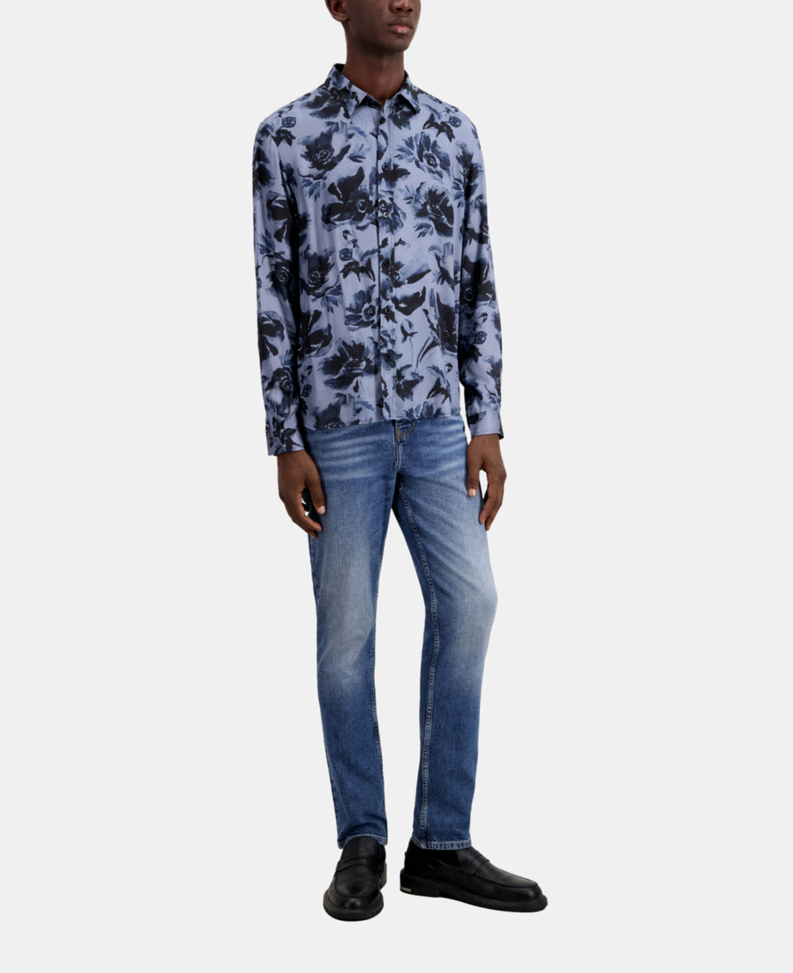 The Kooples HOMBRE BLACK BLUE camisa estampada