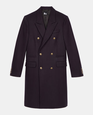 The Kooples MEN NAVY long navy blue wool blend coat