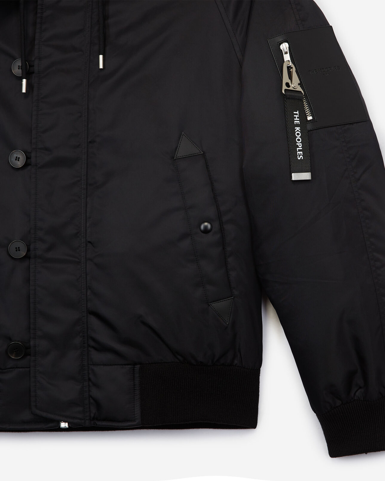 The Kooples MEN BLACK hooded furry black down jacket