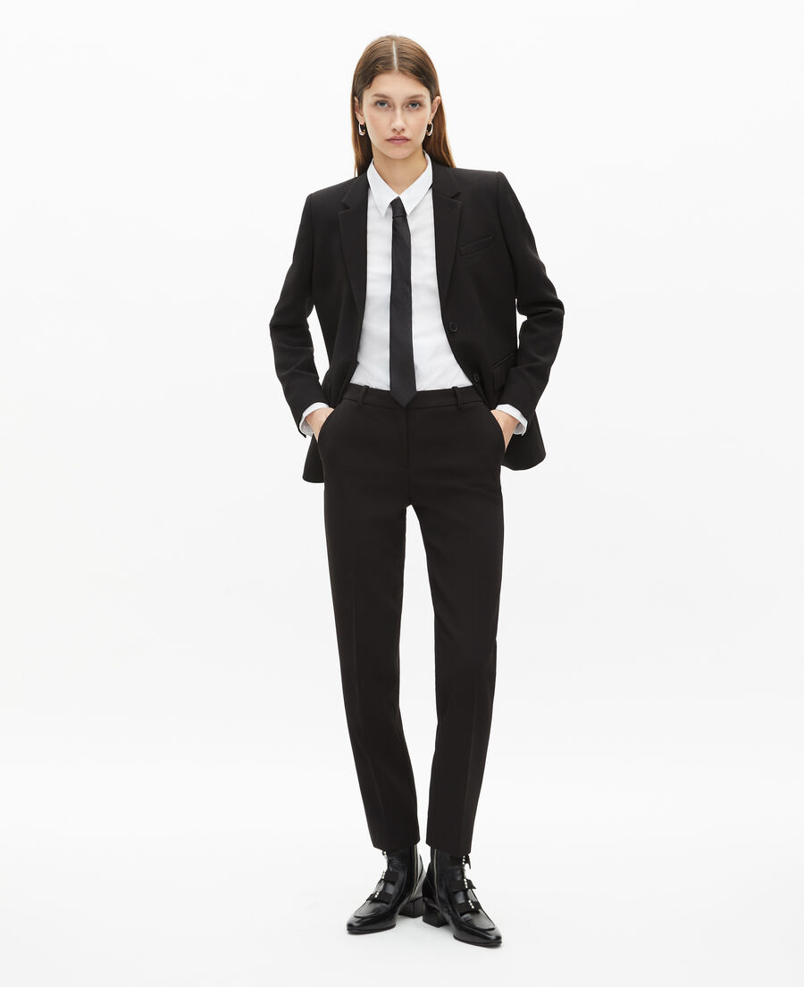 The Kooples WOMEN BLACK black crêpe suit jacket structured shape