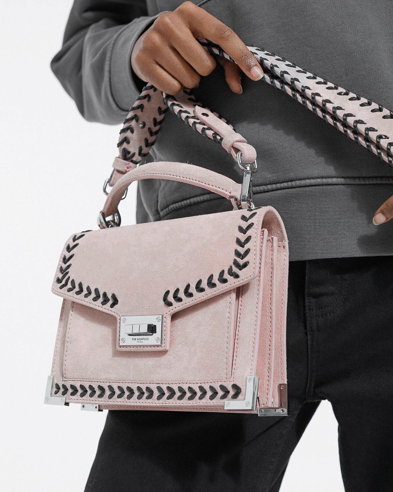 The Kooples WOMEN LIGHT PINK small emily bag in pink leather