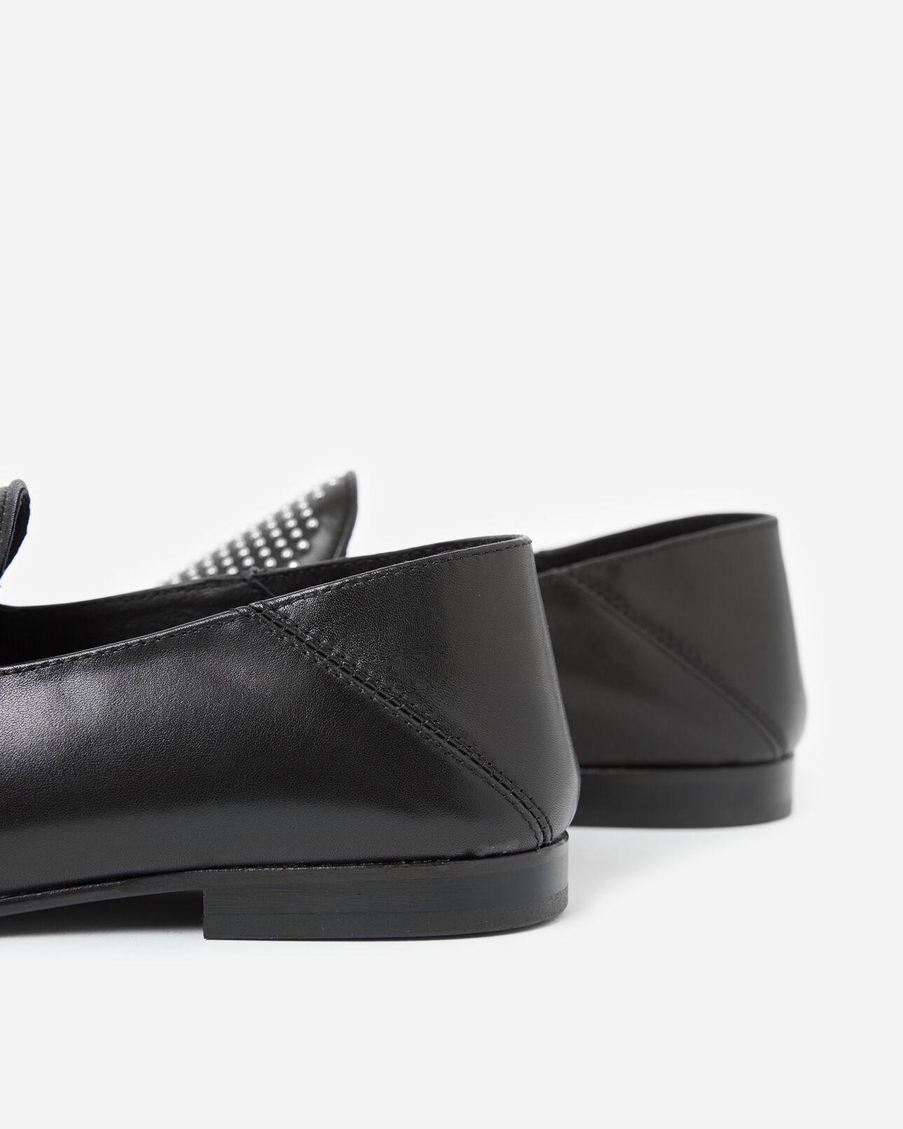The Kooples DAMEN BLACK schwarze ledermokassins mit studs