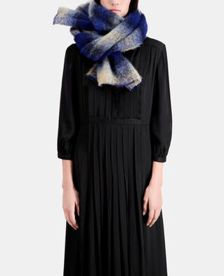 The Kooples F NAVY blue checked wool-blend scarf