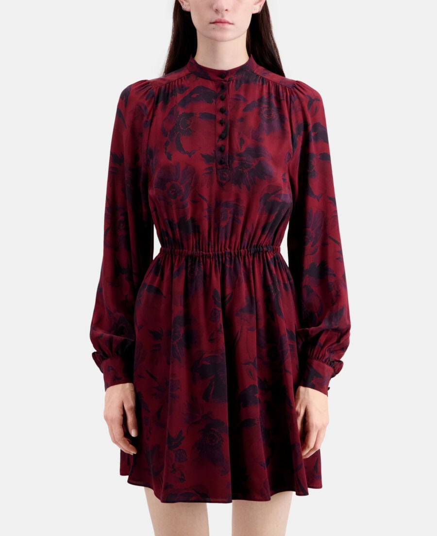 The Kooples MUJER BLACK - BURGUNDY vestido corto estampado