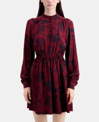 The Kooples MUJER BLACK - BURGUNDY vestido corto estampado