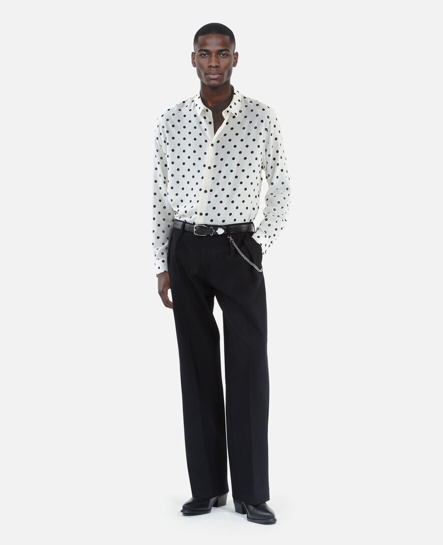 The Kooples MEN WHITE / BLACK white polka dot printed shirt