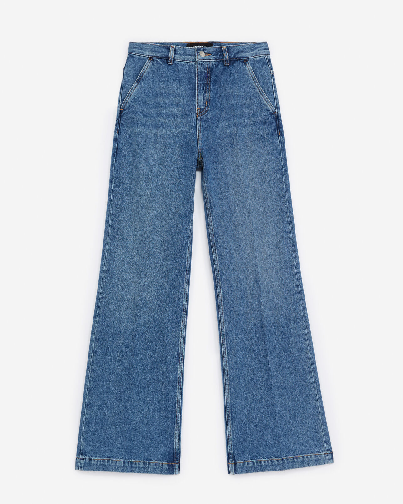 The Kooples FEMME BLUE DENIM jean bleu clair taille haute évasé