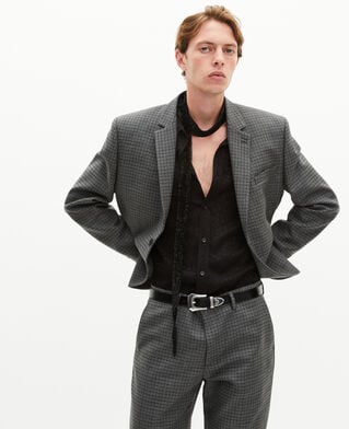 The Kooples H GREY black and grey houndstooth suit jacket