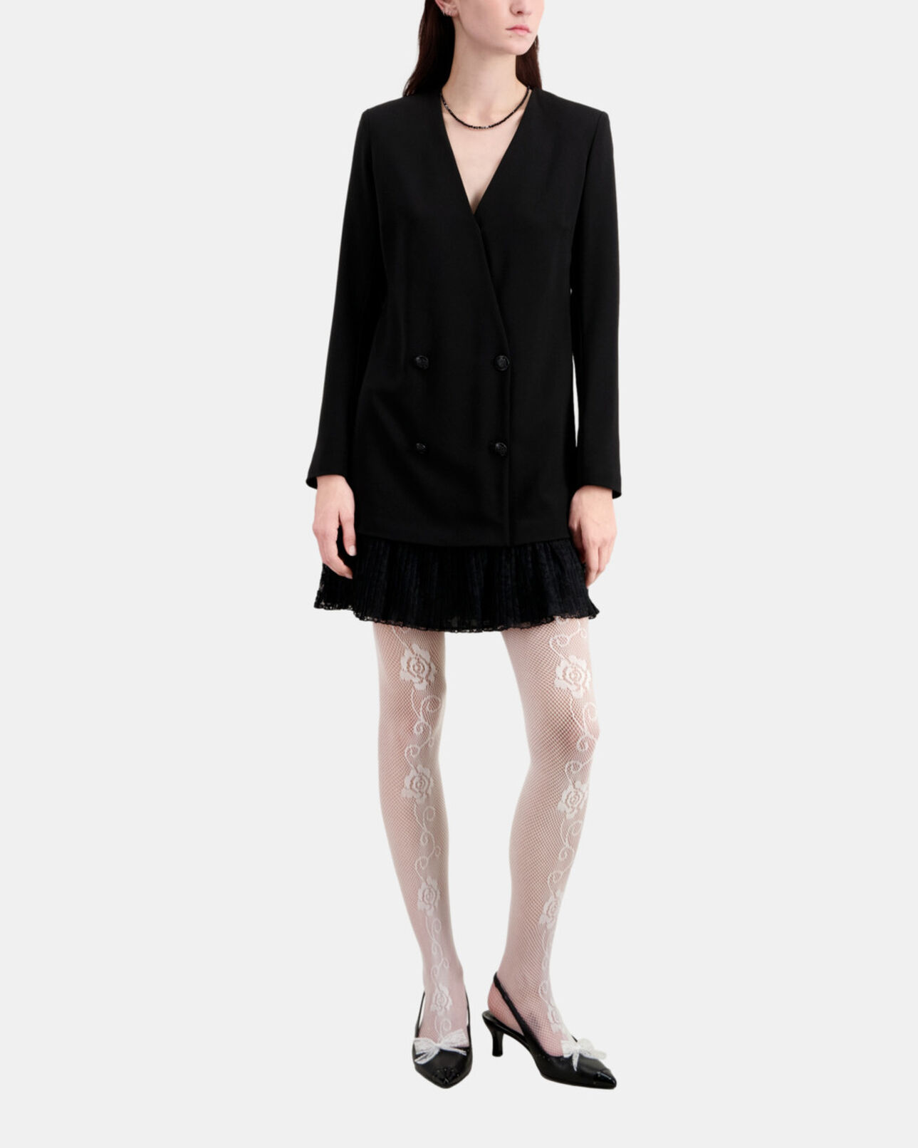 The Kooples WOMEN BLACK short black crepe and lace dress