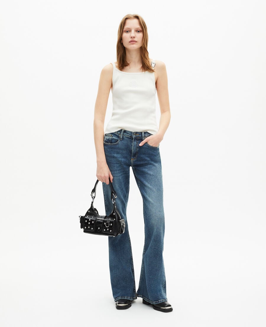 The Kooples WOMEN BLACK amelia small bag in black cracked leather with studs