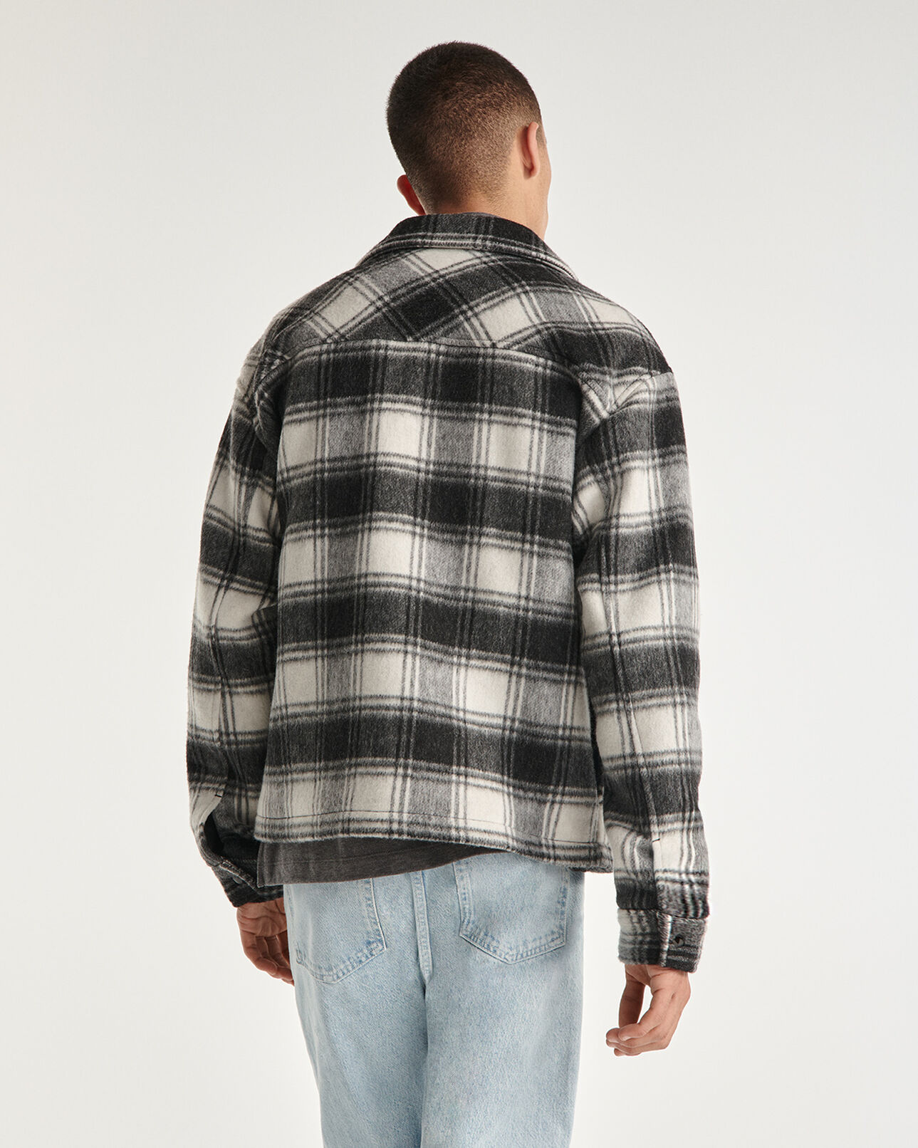 The Kooples MEN BLACK WHITE black and white wool jacket with check motif