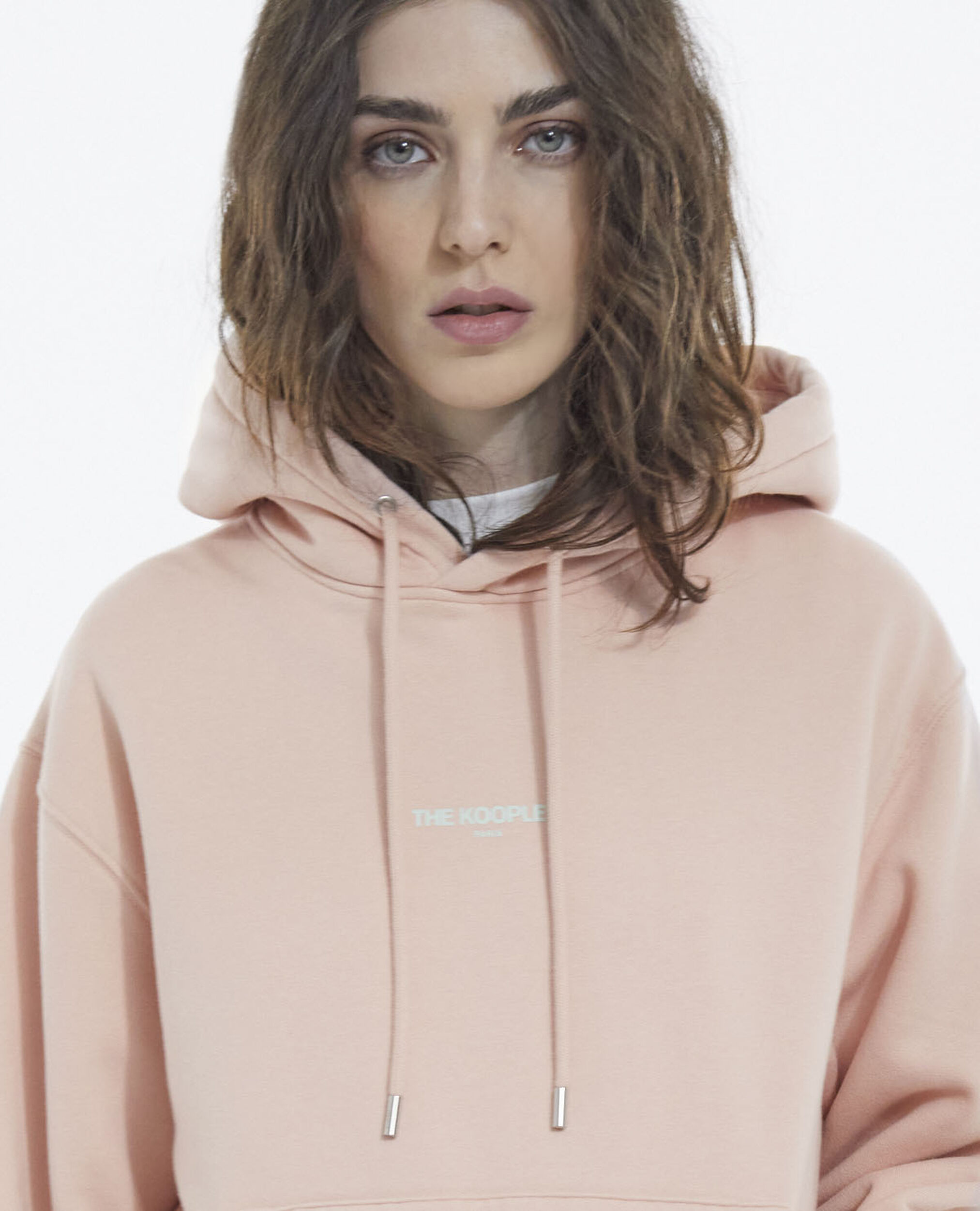 Hooded light pink sweatshirt w/ pouch pocket, PINK, hi-res image number null